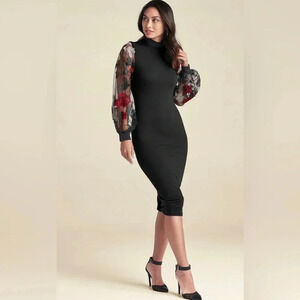Embroidered Floral Puff Sleeve Dress